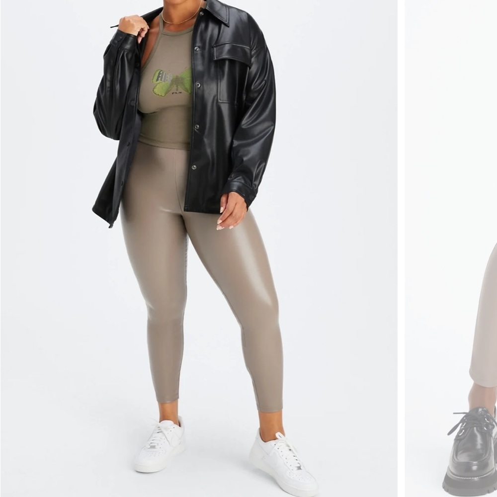 Vegan Leather Pull On Leggings